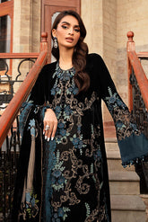 Maria B 3 Piece Unstitched Embroidered Velvet Suit
